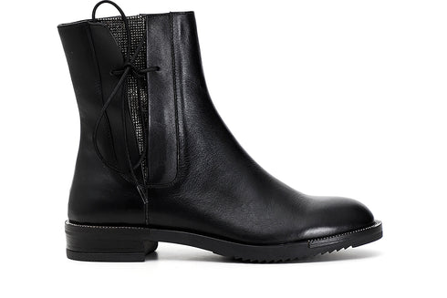CafèNoir Donna Tronchetto allacciato in pelle con strass C1EB1030 Nero
